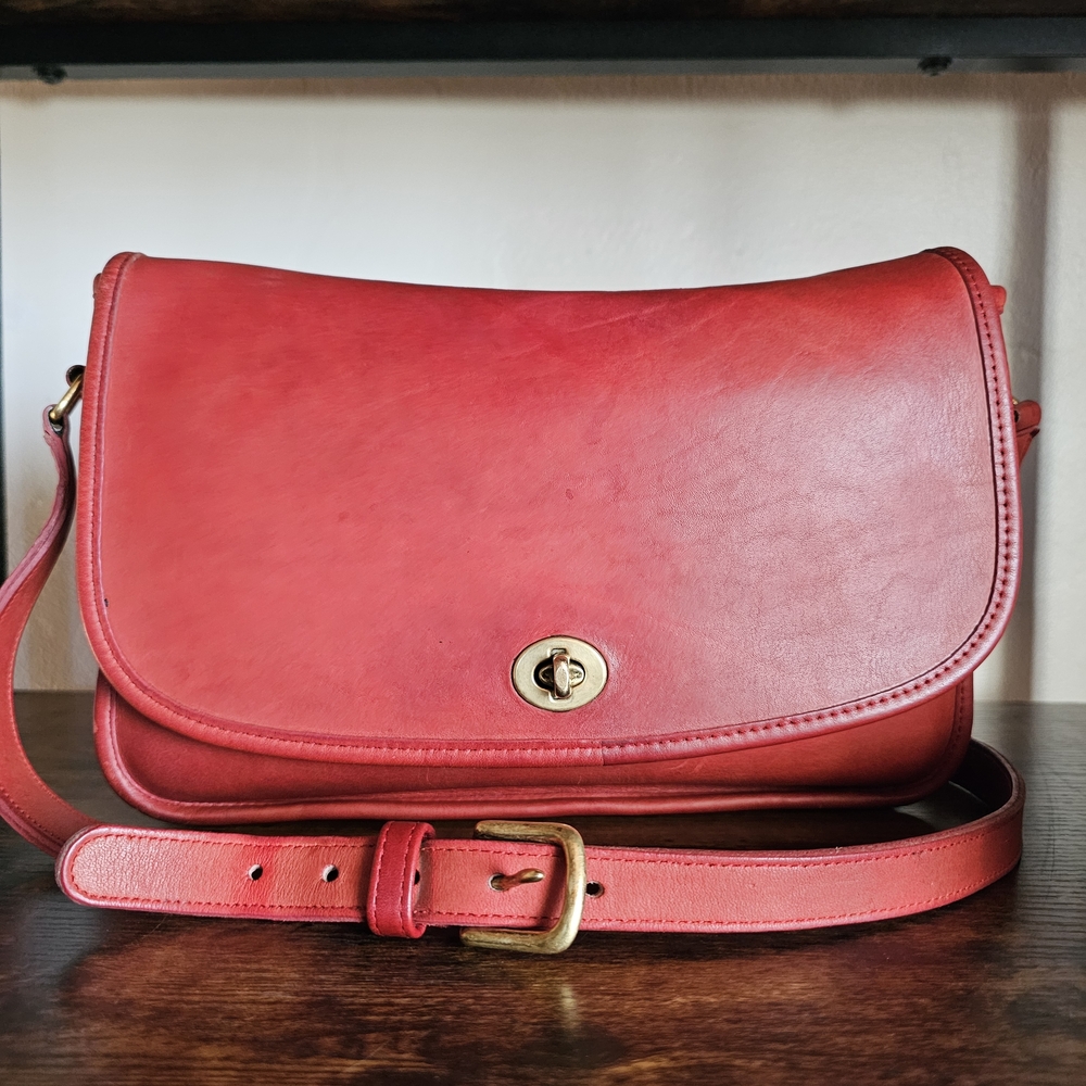 Vintage Coach Vermilion(Red/Orange) City Bag.